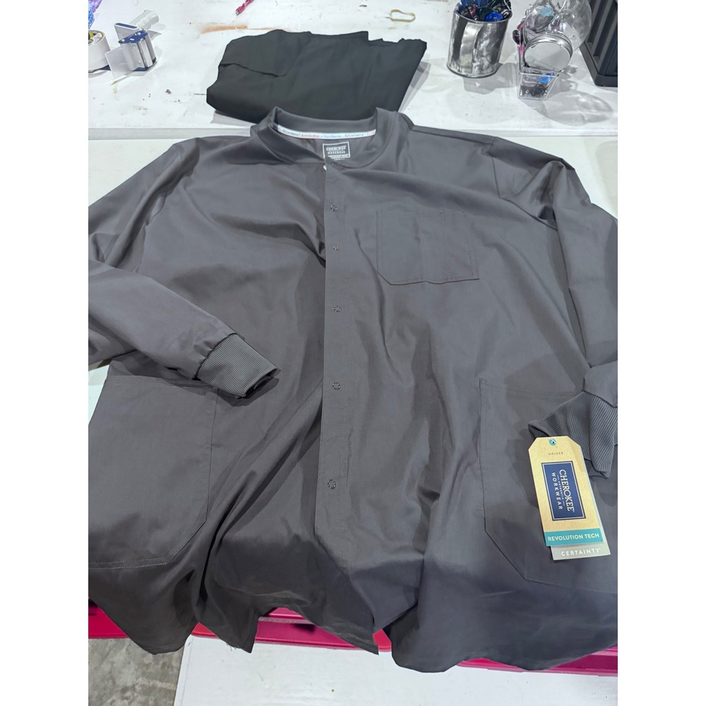 Cherokee Workwear Revolution Tech Scrub Jacket Gray 4XL WW320 Certainty NWT